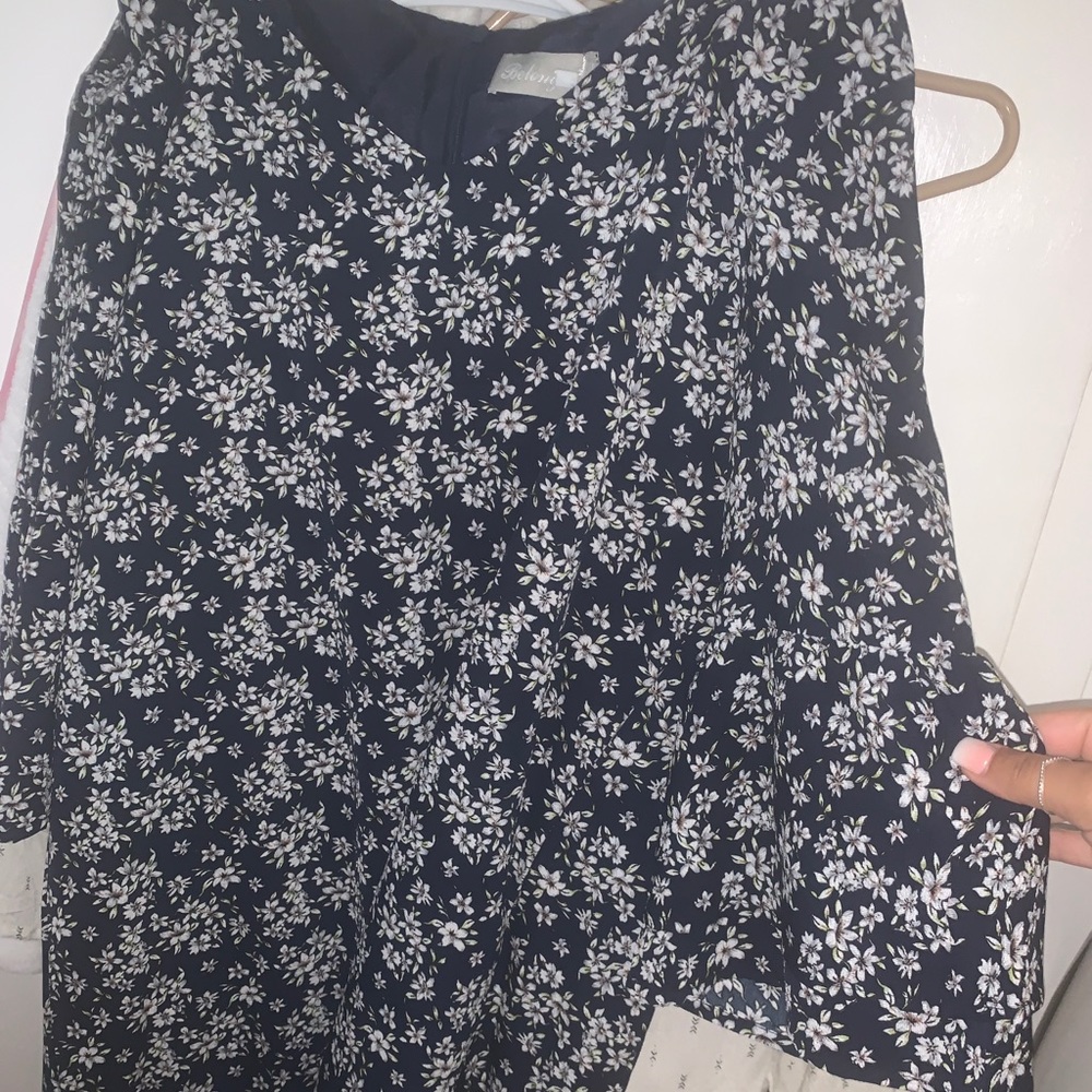 Navy Blue Floral Shift Dress